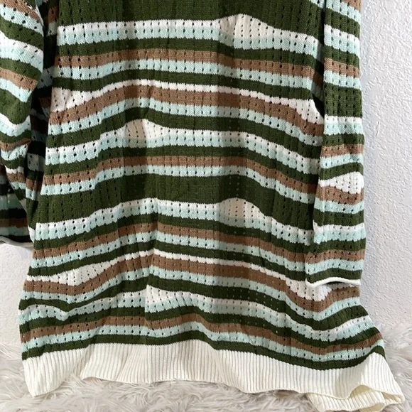 BLOOMCHIC Striped Contrast Button Up Hollow Out Cardigan Size 5X NEW - Picture 9 of 16